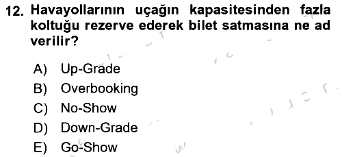 Yolcu Hizmetleri 2023-2024 Yaz Okulu Sınavı - 12. soru