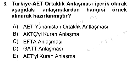 Avrupa Birliği ve Türkiye İlişkileri 2023-2024 Ara Sınav - 3. soru