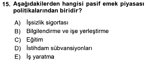 Çalışma Ekonomisi 2016-2017 3 Ders Sınavı - 15. soru