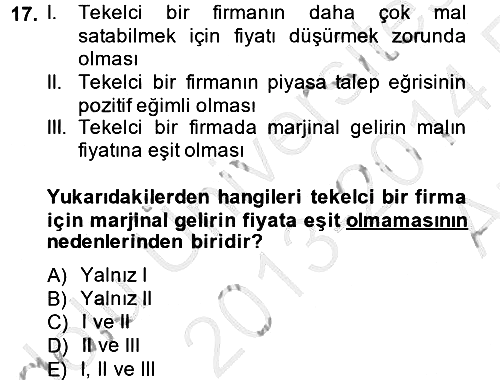 Çalışma Ekonomisi 2013-2014 Ara Sınav - 17. soru