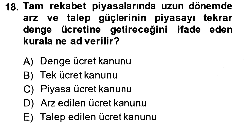 Çalışma Ekonomisi 2013-2014 Ara Sınav - 18. soru