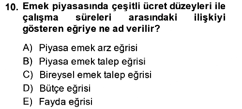 Çalışma Ekonomisi 2014-2015 Ara Sınav - 10. soru