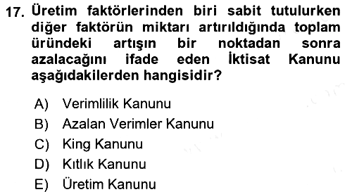 Çalışma Ekonomisi 2015-2016 Ara Sınav - 17. soru