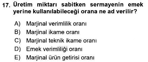 Çalışma Ekonomisi 2016-2017 Ara Sınav - 17. soru