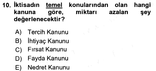Çalışma Ekonomisi 2017-2018 Ara Sınav - 10. soru