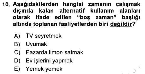 Çalışma Ekonomisi 2025-2026 Ara Sınav - 10. soru