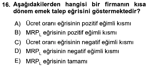 Çalışma Ekonomisi 2025-2026 Ara Sınav - 16. soru