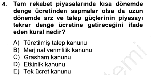 Çalışma Ekonomisi 2012-2013 Dönem Sonu Sınavı - 4. soru