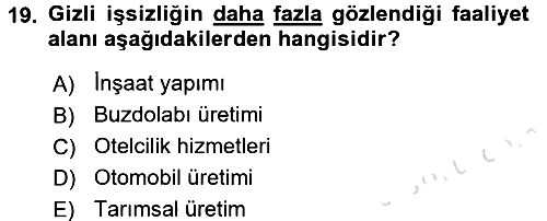 Çalışma Ekonomisi 2016-2017 Dönem Sonu Sınavı - 19. soru