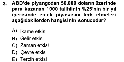 Çalışma Ekonomisi 2014-2015 Tek Ders Sınavı - 3. soru