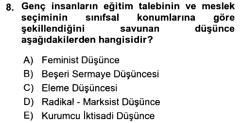 Çalışma Ekonomisi 2015-2016 Tek Ders Sınavı - 8. soru
