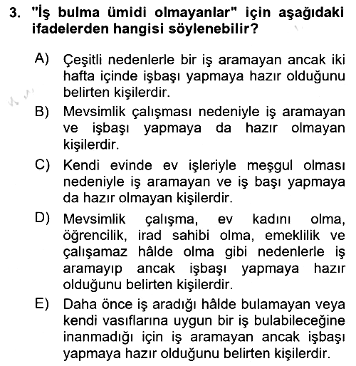 Çalışma Ekonomisi 2020-2021 Yaz Okulu Sınavı - 3. soru