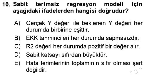 Ekonometrinin temelleri 2021-2022 Ara Sınav - 10. soru
