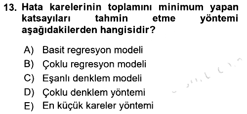 Ekonometrinin temelleri 2021-2022 Ara Sınav - 13. soru