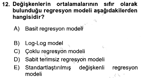 Ekonometrinin temelleri 2023-2024 Ara Sınav - 12. soru