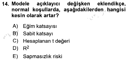 Ekonometrinin temelleri 2024-2025 Ara Sınav - 14. soru