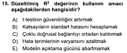Ekonometrinin temelleri 2025-2026 Ara Sınav - 15. soru