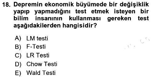 Ekonometrinin temelleri 2025-2026 Ara Sınav - 18. soru