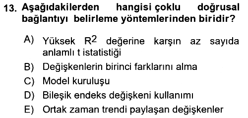 Ekonometrinin temelleri 2023-2024 Dönem Sonu Sınavı - 13. soru