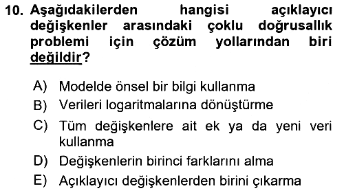 Ekonometrinin temelleri 2024-2025 Dönem Sonu Sınavı - 10. soru