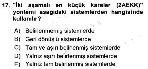 Ekonometrinin temelleri 2024-2025 Dönem Sonu Sınavı - 17. soru