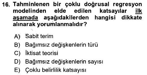 Ekonometrinin temelleri 2020-2021 Yaz Okulu Sınavı - 16. soru
