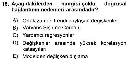 Ekonometrinin temelleri 2020-2021 Yaz Okulu Sınavı - 18. soru