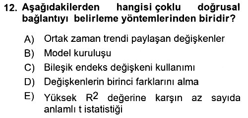 Ekonometrinin temelleri 2021-2022 Yaz Okulu Sınavı - 12. soru