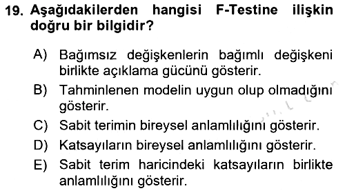 Ekonometrinin temelleri 2022-2023 Yaz Okulu Sınavı - 19. soru