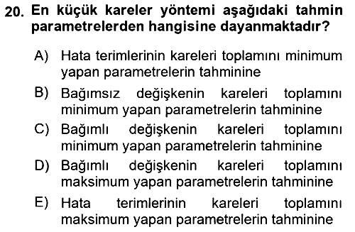 Ekonometrinin temelleri 2022-2023 Yaz Okulu Sınavı - 20. soru