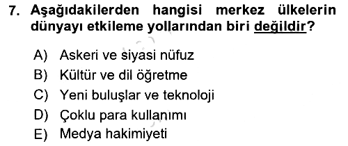 Ekonominin Güncel Sorunları 2018-2019 3 Ders Sınavı - 7. soru