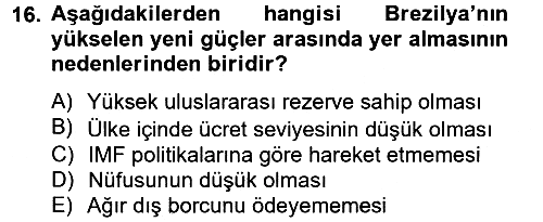 Ekonominin Güncel Sorunları 2013-2014 Ara Sınav - 16. soru