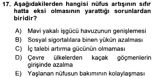 Ekonominin Güncel Sorunları 2016-2017 Ara Sınav - 17. soru