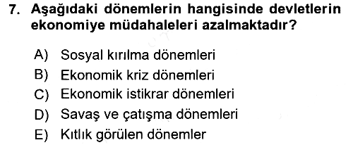 Ekonominin Güncel Sorunları 2017-2018 Ara Sınav - 7. soru