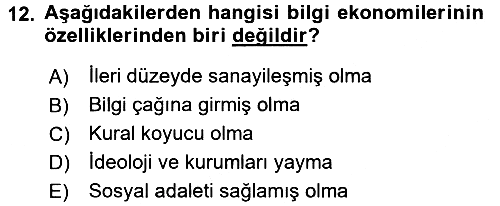 Ekonominin Güncel Sorunları 2017-2018 Ara Sınav - 12. soru