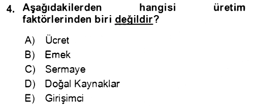 Ekonominin Güncel Sorunları 2021-2022 Ara Sınav - 4. soru