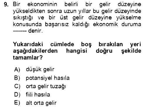 Ekonominin Güncel Sorunları 2021-2022 Ara Sınav - 9. soru