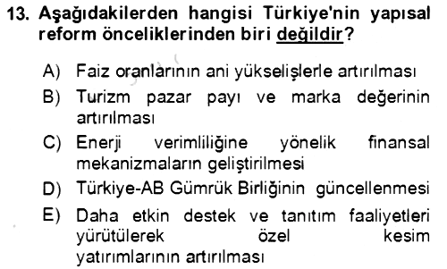 Ekonominin Güncel Sorunları 2021-2022 Ara Sınav - 13. soru