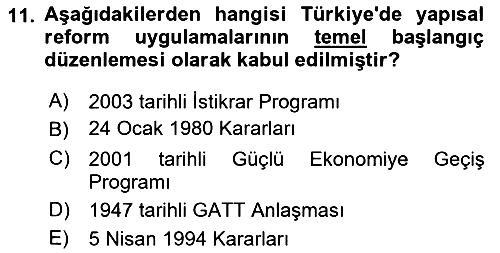 Ekonominin Güncel Sorunları 2025-2026 Ara Sınav - 11. soru