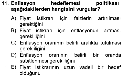 Ekonominin Güncel Sorunları 2012-2013 Dönem Sonu Sınavı - 11. soru