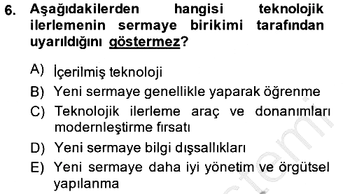 Ekonominin Güncel Sorunları 2013-2014 Dönem Sonu Sınavı - 6. soru