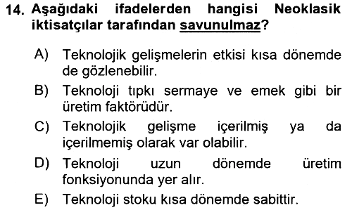 Ekonominin Güncel Sorunları 2016-2017 Dönem Sonu Sınavı - 14. soru
