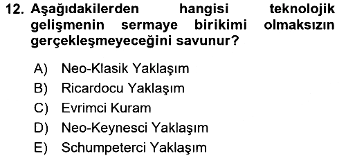 Ekonominin Güncel Sorunları 2017-2018 Dönem Sonu Sınavı - 12. soru