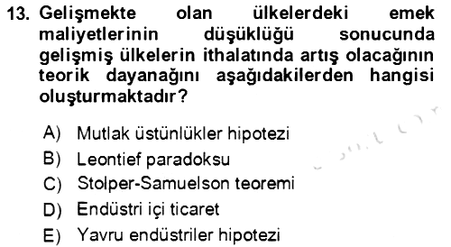 Ekonominin Güncel Sorunları 2021-2022 Dönem Sonu Sınavı - 13. soru
