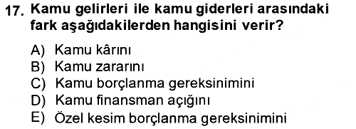 Ekonominin Güncel Sorunları 2013-2014 Tek Ders Sınavı - 17. soru