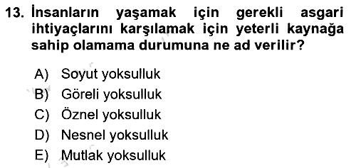 Ekonominin Güncel Sorunları 2022-2023 Yaz Okulu Sınavı - 13. soru