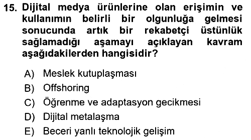 Ekonominin Güncel Sorunları 2025-2026 Yaz Okulu Sınavı - 15. soru