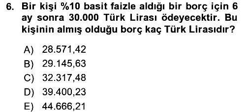 Finansal Ekonomi 2016-2017 3 Ders Sınavı - 6. soru