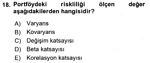 Finansal Ekonomi 2017-2018 3 Ders Sınavı - 18. soru