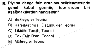 Finansal Ekonomi 2013-2014 Ara Sınav - 16. soru
